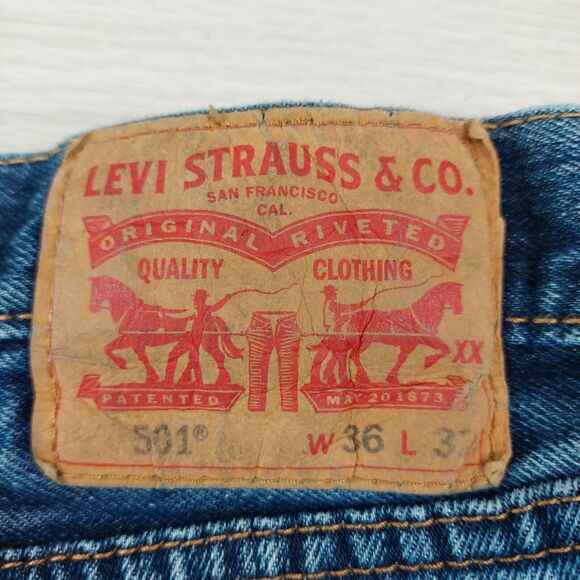 Levis 501 XX Jeans Mens 34x30 Button Fly Straight Fit Blue Cotton Workwear - Picture 6 of 10